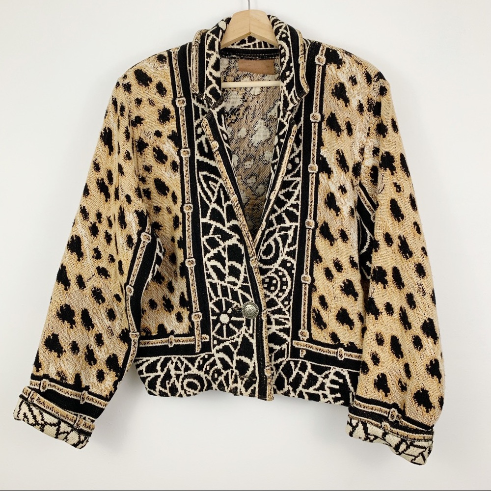 Vintage Black and Tan Patterned Jacket